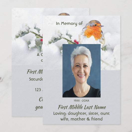 Viering van de Levensdienst Engelse Robin Vogel Kaart (Voorkant / Achterkant)