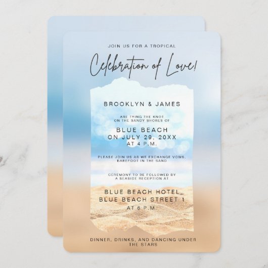 Viering van de liefde strand bruiloft kaart (Voorkant / Achterkant)