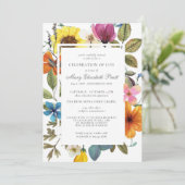 Viering van de "Life Dusty Boho Summer Floral Invi Kaart (Staand voorkant)