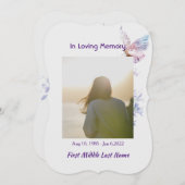 Viering van de Life Service Nodig Butterfly uit Kaart (Voorkant / Achterkant)