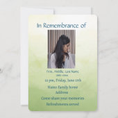 Viering van de reddingsdienst reservevogelfamilie kaart (Achterkant)