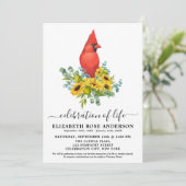 Viering van de zonnebloem - kardinaal begrafenis kaart (Staand voorkant)