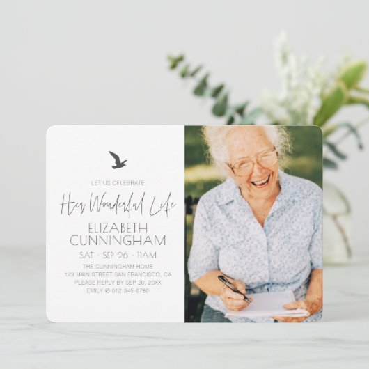 Viering van haar levensmonument Moderne foto Kaart (Staand voorkant)