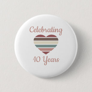 Viering van het 10e Jubileum van de bruiloft Ronde Button 5,7 Cm