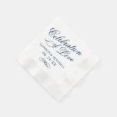 Viering van het blauw-weddenschapsmonogram van de servet (Hoek)