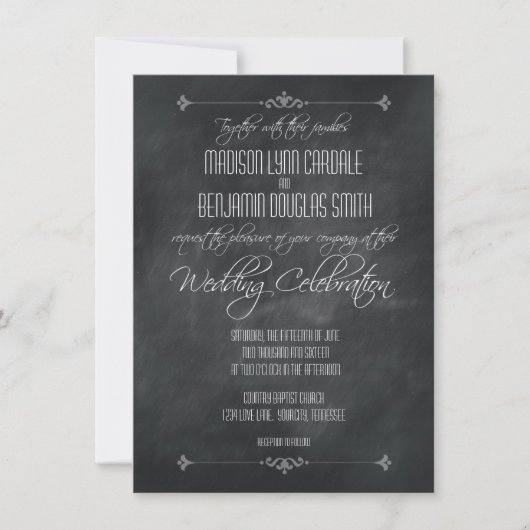  viering van het Chalkboard Wedding-feest Kaart (Voorkant)