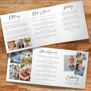 Viering van het leven 14-foto Zwart-wit begrafenis Drieluik Programma