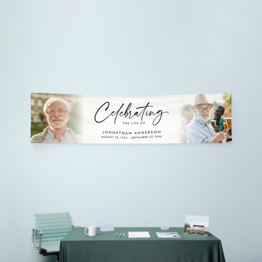 Viering van het leven 2-foto begrafenis of gedenkt spandoek (Beurs)