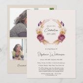 Viering van het leven 4 Foto Herfst Bloemen Begraf Kaart (Voorkant / Achterkant)