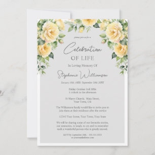 Viering van het leven 4 Foto Yellow Rose begrafeni Kaart