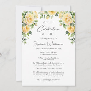 Viering van het leven 4 Foto Yellow Rose begrafeni Kaart