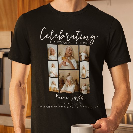 Viering van het leven | 8 Foto Collage Memorial T-shirt