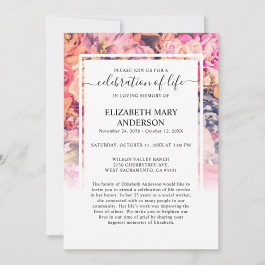 Viering van het leven Begrafenis Herdenking Bright Kaart (Voorkant)