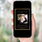 Viering van het leven begrafenis zwart fotoprogram kaart