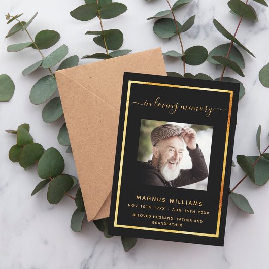 Viering van het leven begrafenis zwart fotoprogram kaart