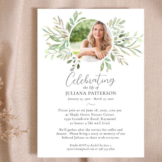 Viering van het leven Botanische Groenen Begrafeni Kaart