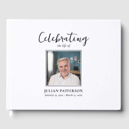 Viering van het leven Eenvoudige foto, aangepaste  Gastenboek (Voorkant)