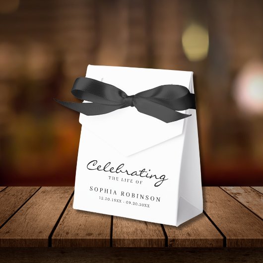 Viering van het leven Elegant script begrafenis Bedankdoosjes