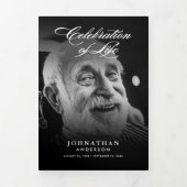 Viering van het leven Elegant Script Foto Begrafen Drieluik Programma (Cover)