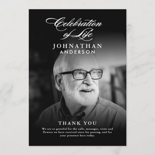 Viering van het leven Elegant Script Foto Begrafen Programma (Voorkant)