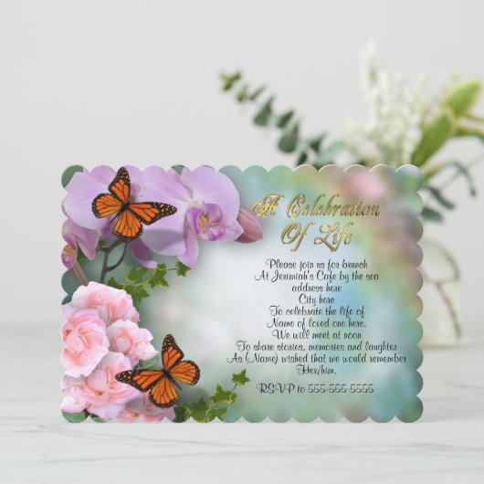 Viering van het leven Evite vlinders Kaart (Staand voorkant)