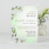 Viering van het leven Floral Funeral Invitation Kaart (Staand voorkant)