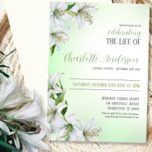 Viering van het leven Floral Funeral Invitation