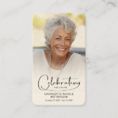 Viering van het leven Foto Bladwijzer Gebed Kaart Visitekaartje (Voorkant)