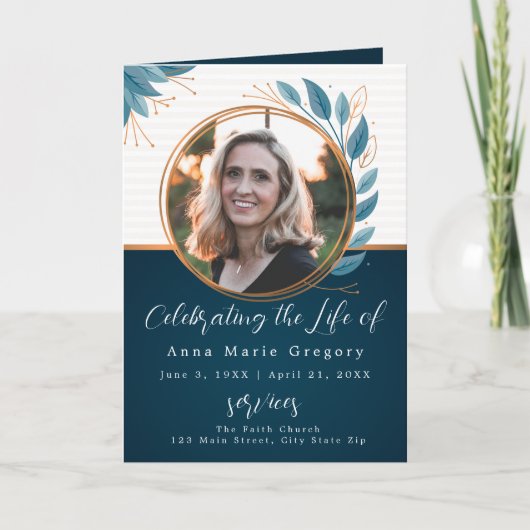 Viering van het Leven Foto Bronzen Memorial Begraf Programma (Voorkant)