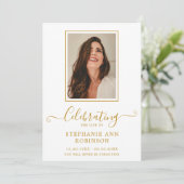Viering van het leven Foto Gold Order of Service Programma (Staand voorkant)