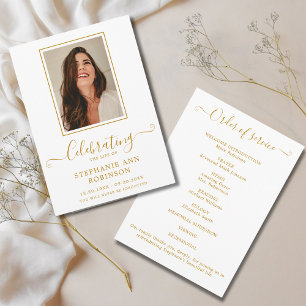 Viering van het leven Foto Gold Order of Service Programma