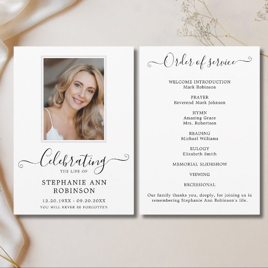 Viering van het Leven Foto Orde van de Dienst Programma