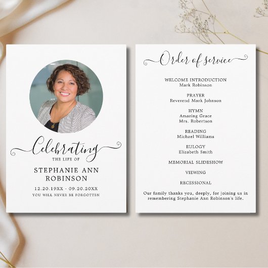 Viering van het Leven Foto Orde van de Dienst Programma