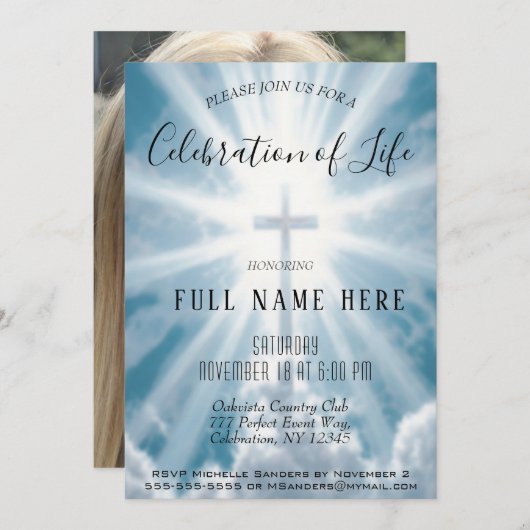 Viering van het leven - Fotoherdenking Kaart (Voorkant / Achterkant)