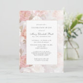 Viering van het leven Funeral Pink Rose Floral Kaart (Staand voorkant)