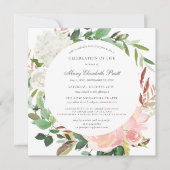 Viering van het leven Funeral Pink White Rose Flor Kaart (Voorkant)