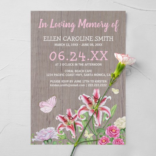 Viering van het leven | Funeral Rustic Floral Kaart