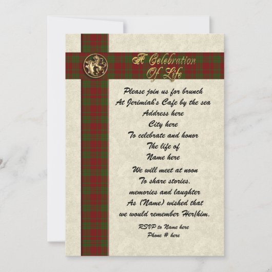 Viering van het leven gedenkuitnodiging voor man kaart (Voorkant)