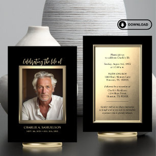 Viering van het Leven Goud Zwart FOTO Uitnodiging