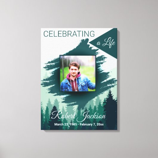 Viering van het Leven Groen Dennenbos Foto Canvas Afdruk (Voorkant)