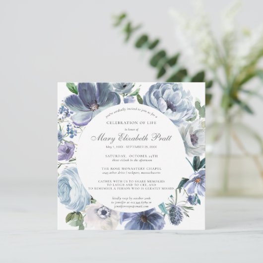 Viering van het leven in de mosterdblauw en witte  kaart (Staand voorkant)