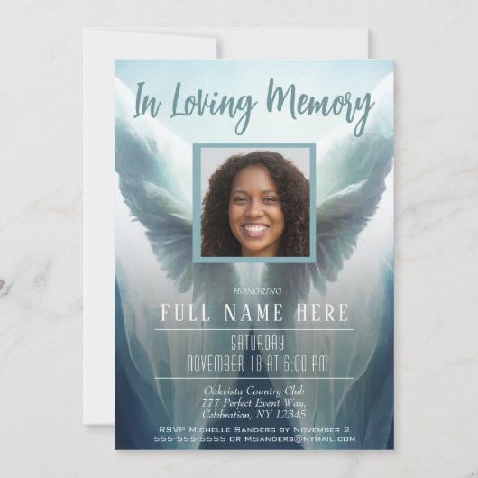 Viering van het leven - In Loving Memory Invitatio Kaart (Voorkant)