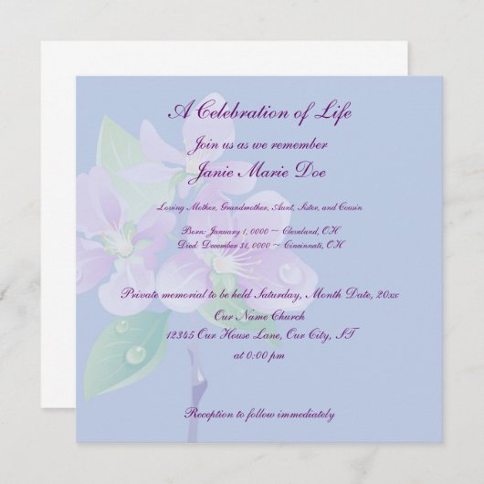 Viering van het leven kaart (Voorkant / Achterkant)