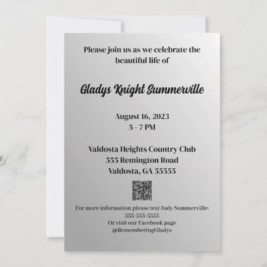 Viering van het leven Kaart | Eeuwig uw QR-code (Achterkant)