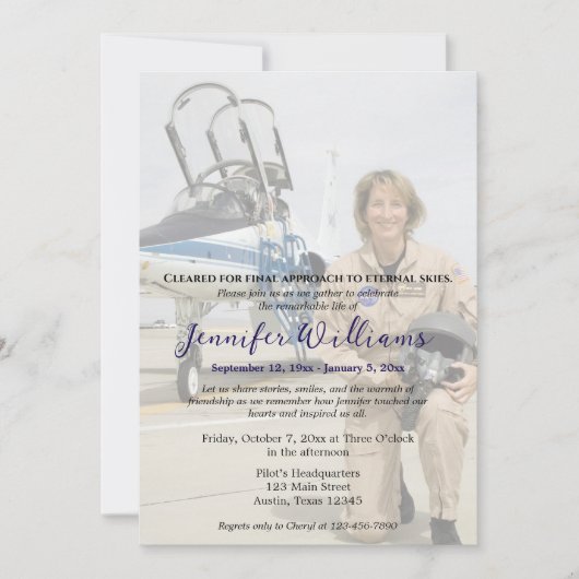 Viering van het leven Memorial Funeral Photo, Pilo Kaart (Voorkant)