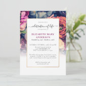 Viering van het leven Memorial Moody Floral Kaart (Staand voorkant)