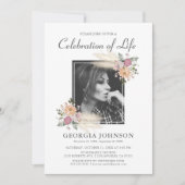 Viering van het leven | Memorial Photo Invitation Kaart (Voorkant)