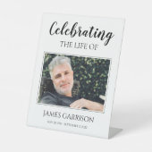 Viering van het leven met fotogedenkteken reclamebord met voetstuk (Voorkant)