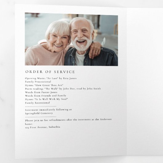 Viering van het leven Modern Elegant 11-foto Drieluik Programma (Binnenzijde eerst)