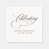Viering van het leven Modern Elegant Script Funera Servet (Voorkant)